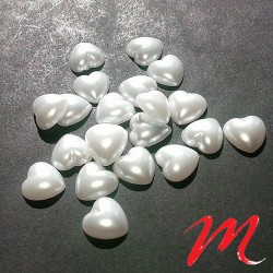 Perles - Coeurs Blanc 5 mm